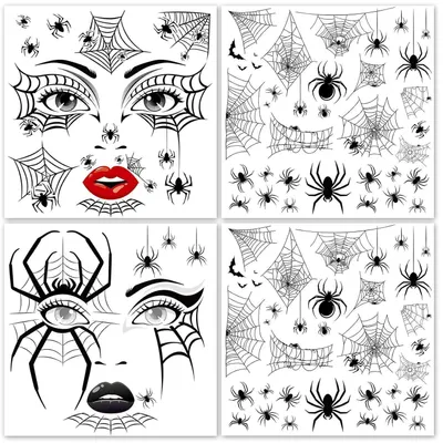 Produktbild von Halloween Tattoos Gesicht Spinnennetz 4 Bögen Temporäre Tattoos für Kostüm & Karneval