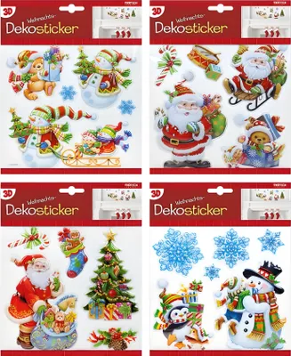 Obrázok produktu pre Nálepky vianočných dekorácií 4 rôzne