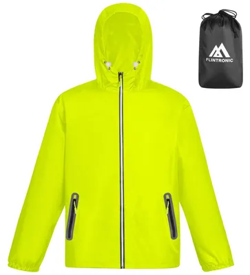 Image de Veste de pluie imperméable pour hommes - Vert fluorescent - Taille XL