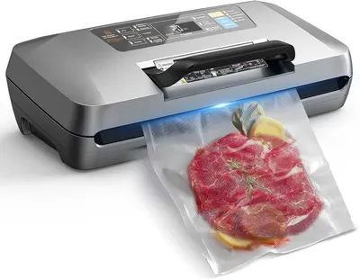 Image de Machine à vide professionnelle, 95 kPa, appareil de conditionnement sous vide multifonction (12 en 1) pour aliments, compatible avec un fonctionnement continu, double soudure,par bouton