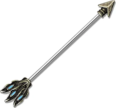 Produktbild von Industrial Piercing Stab Tribal Pfeil Spitze Ethno Straight Barbell Hantel Autiga® antikgold