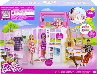 Obrázok produktu pre Mattel HCD47 - Barbie - 2-poschodový zariadený domček na hranie s príslušenstvom (bez bábik)