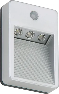 Obrázok produktu pre Briloner LED vonkajšie nástenné svetlo Titan silver IP54 3 x 0,06 W 15 lm denné svetlo 6500 K studená biela vrátane 3 x AAA batérie a detektora pohybu