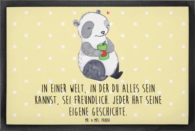 Produktbild von Mr. & Mrs. Panda Eingangsteppich Panda Depression 80 x 120 cm - Gelb Pastell - Geschenk, Bodenvorleger, Fussmatte, Schmutzfangmatte, Schmutzmatte, Antriebslosigkeit