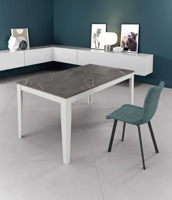 Produktbild von Groß - Ausziehbarer Tisch (130/290 x 80 cm) aus weißem Melamin