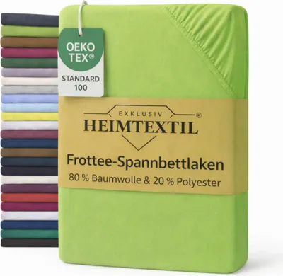 Produktbild von EXKLUSIV HEIMTEXTIL Frottee Spannbettlaken 60 - 70 x 140 cm Apfelgrün 80% Baumwolle 20% Polyester Bed-Sheet Bettlaken Spannbetttuch Topper Leinentuch