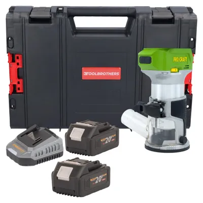 Immagine prodotto di Fresatrice multifunzione a batteria Procraft POB24bb 20 V 6 / 8 mm Brushless + 2x batteria 4,0 Ah + caricabatteria + valigetta portautensili RHINO