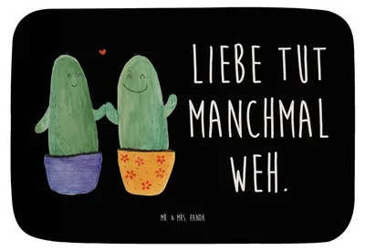Produktbild von Mr. & Mrs. Panda Badematte Kaktus Liebe - Schwarz - Geschenk, Badvorleger, Love, Trennung, Badezimmer Matte, Badteppich, duschmatte, Hochzeit, Badezimmerteppich, Kakteen