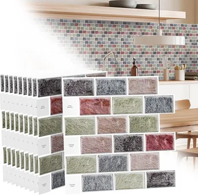 Produktbild von VA-Cerulean Fliesenaufkleber Küche Tile Stickers 3D Selbstklebende Fliesen Klebefolie Wandaufkleber für Bathroom Deckenplatten Kitchen, Type M