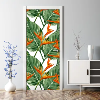 Produktbild von Dekorative Aufkleber selbstklebend Klebefolie Türaufkleber Türposter  Tropische Pflanzen 77 x 200 cm