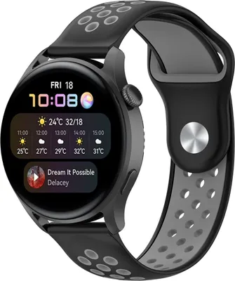 Produktbild von Strap-it Huawei Watch 3 / 3 Pro Sportarmband (Schwarz/Grau)
