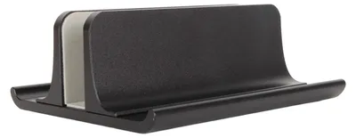 Image de Support vertical pour ordinateur portable 3 en 1 en alliage d'aluminium, réglable en taille, peu encombrant, compatible avec les ordinateurs portables jusqu'à 17,3 pouces, noir
