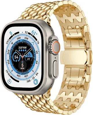 Produktbild von Strap-It Apple Watch Ultra Drachenarmband Stahl (Gold)