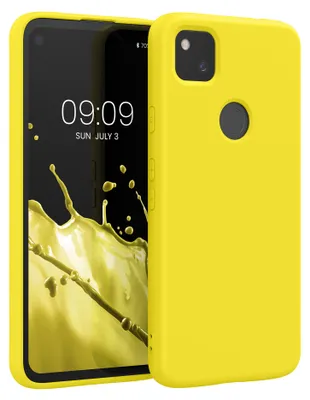 Produktbild von kwmobile Handyhülle für Google Pixel 4a Hülle - TPU Silikon Schutzhülle mit Mikrofaserfutter, schlankes Backcover für kabelloses Laden in Strahlend
