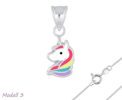 Produktbild von Einhorn Anhänger Silber 925: Kinderschmuck Kette Modell 3 mit Kette