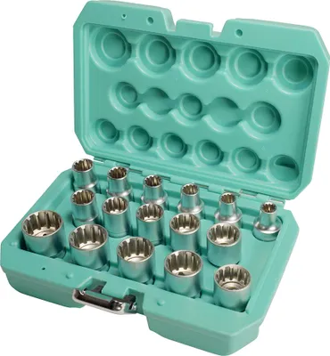 Immagine prodotto di Jesemann 1893 - Set di chiavi a bussola, 1/2 pollici, 16 pezzi, set di dadi Gearlock in acciaio Q-30, inserti multidenti interni, con pratica valigetta degli attrezzi I 81505