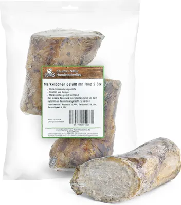 Produktbild von Markknochen gefüllt mit Rind 2 STK. natürliche Zahnpflege für Hunde, wie Rinderknochen