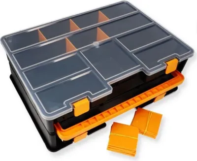 Produktbild von Sortimentskoffer Sortimentskasten Doppelseitig mit verstellbaren Trennern Sortierkasten für Kleinteile Organizer Sortierbox Kleinteilemagazin Sortimentsboxen