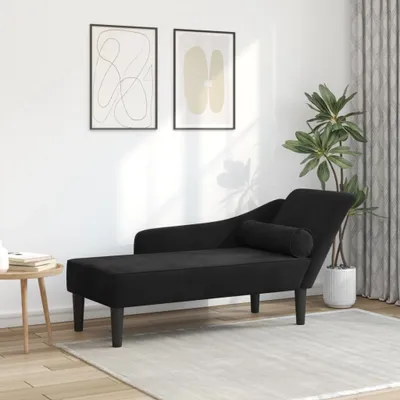 Productafbeelding van Maison Exclusive - Chaise longue met kussens, zwart fluweel
