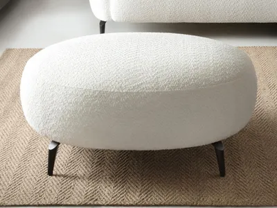 Produktbild von Hocker - Bouclé-Stoff - Elfenbeinweiß - AREMIA