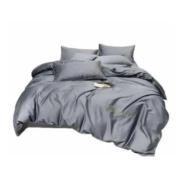 Zdjęcie produktu dla Komplet pościeli z mikrofibry do sypialni haft szary 160x200cm Elegancki Nowoczesny Komfort dla Alergików Glamour