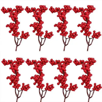 Immagine prodotto di Decorazioni natalizie artificiali, 20 pezzi, rosse, con mini rami