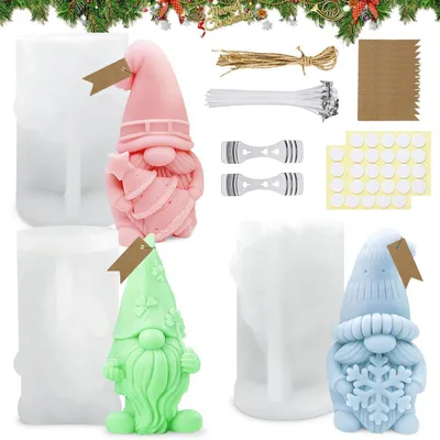 Image de Moules en silicone pour Noël, set de 3, avec accessoires pour bougies