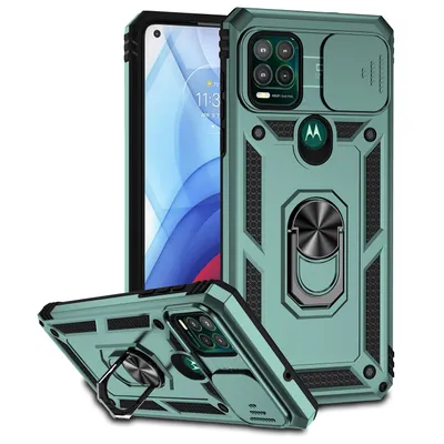 Obrázek produktu pro Pouzdro pro Motorola Moto G Stylus 5G dvouvrstvé pouzdro s posuvným krytem kamery a prstencovým stojánkem zelené