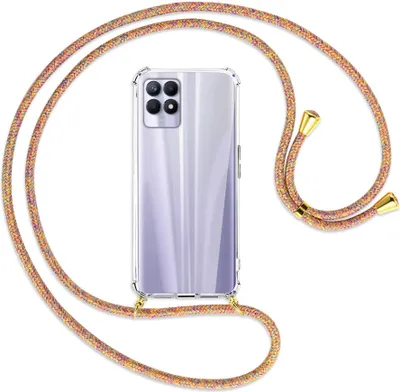 Produktbild von Handykette Backcover-Schutzhülle mit Band (Metall goldfarben) für Realme 8i - Rainbow