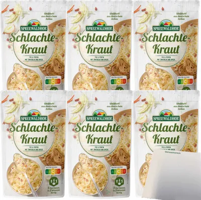 Produktbild von Spreewaldhof Schlachtekraut Fix und Fertig mit Zwiebeln und Speck 6er Pack (6x400g Packung) + usy Block