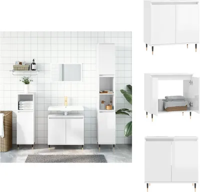 Obrázok produktu pre vidaXL Kúpeľňová skrinka vysoký lesk biela 58x33x60 cm materiál na báze dreva - Umývadlá do kúpeľne