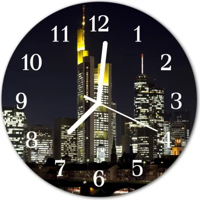 Produktbild von Glasuhr Wanduhr Küchenuhr Echt-Glas 30fi cm Skyline mehrfarbig