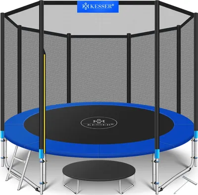 Produktbild von KESSER® - Trampolin  | Rheinland GS  | Komplettset mit Sicherheitsnetz, Leiter,  Randabdeckung, Seitentasche & Zubehör | Kindertrampolin Gartentrampolin Belastbarkeit 150 kg