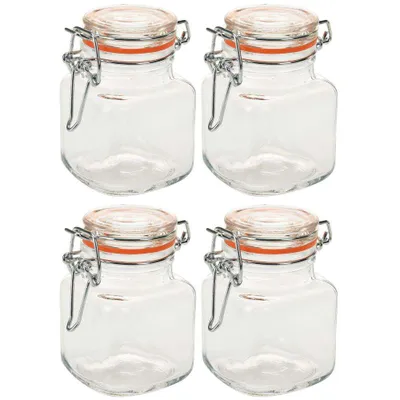 Produktbild von EXCELLENT HOUSEWARE Einmachgläser Glasbehälter mit Bügelverschluss SET 4 Stück 115 ml