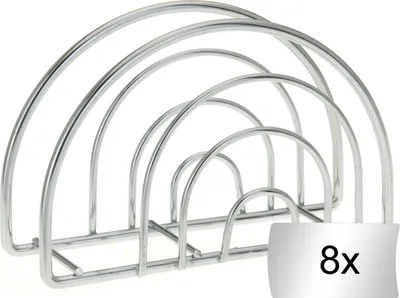 Produktbild von Serviettenhalter - 14 x 4 cm - Silbergrau - Metall - 8er Set