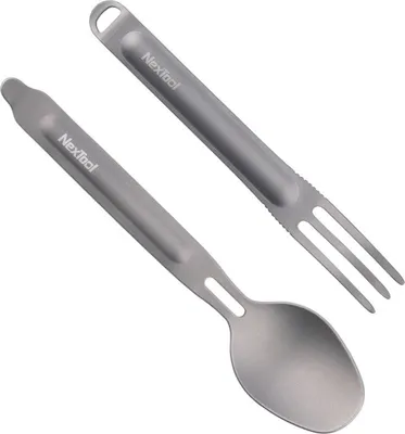 Produktbild von Campingbesteck Nextool Besteck-Set 2-teilig Reisebesteck Titan Picknick Etui