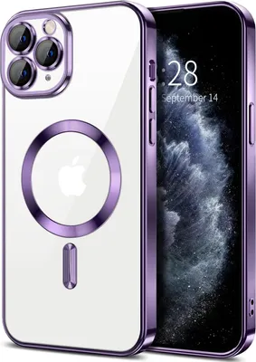 Produktbild von Magnetische Klar Hülle für iPhone 11 Pro Max, Kompatibel mit MagSafe, Elektroplattiert Handyhülle mit Kameraschutz Lila