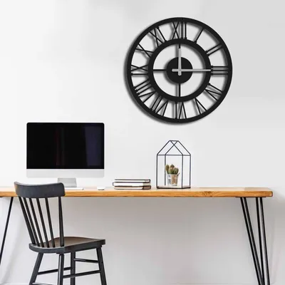 Produktbild von Opviq, MTS- NRA1122, Schwarz, Wanduhren, 49 x 49 cm, 100% Metall (Dicke: 1