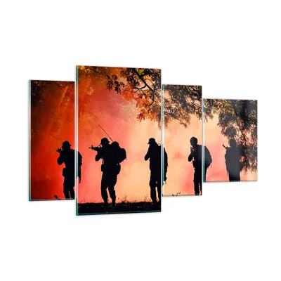 Produktbild von Bilder auf glas - Soldat Gewehr - 120x70cm - Glasbilder - Wandbilder - Bilder - Kunstdruck - zum Aufhängen bereit - Wanddekoration aus Glas - Glas Bilder - Wandbild auf Glas - 4 Teile - GDL120x70-3977
