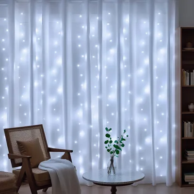 Productafbeelding van Lichtgordijn voor binnen, 3 m x 3 m, 300 leds, kerstverlichting met 8 modi, dimbaar