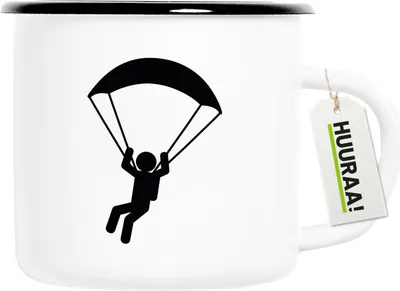 Produktbild von Huuraa Emaille Tasse Paragliding Gleitschirmfliegen 300ml Vintage Campingbecher Geschenkidee