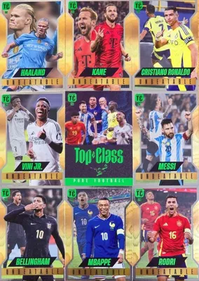 Image de 2025 TOP CLASS set of 9 cards: UNBEATABLE Pure Football – RARE Messi and Ronaldo