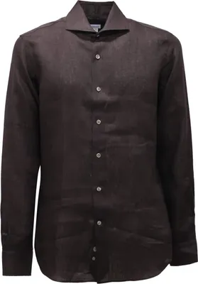 Produktbild von 4837AT camicia uomo ORIAN SLIM FIT man linen shirt black