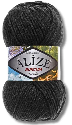 Produktbild von Alize 1x 100g Burcum Klasik Wolle, Uni, Häkeln, Stricken (Black - 60)