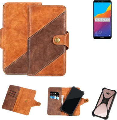 Produktbild von K-S-Trade Handy-Hülle Schutz-Hülle Bookstyle Case Wallet-Case kompatibel mit Huawei Honor 7C Pro Handy Cover Bumper Kantenschutz Smartphone