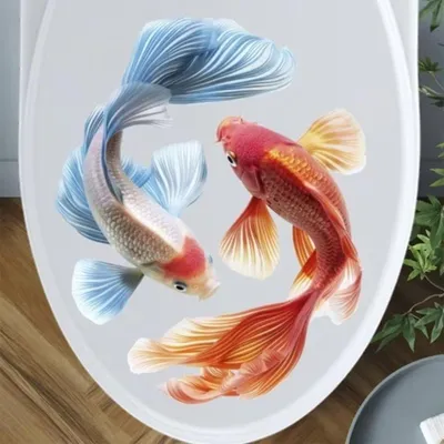 Produktbild von GKA WC-Deckel Aufkleber Tiere Toilettendeckel Tattoo selbstklebend Toilette - 2 Koi