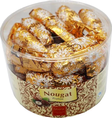 Produktbild von Storz Nougatzapfen, lose, 625 g in Dose (50 Stk. à je 12,5 g) / Schokolade / Weihnachten