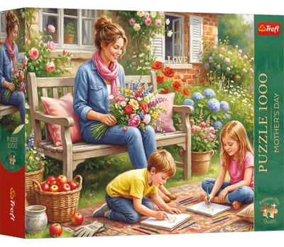 Immagine prodotto di Puzzle da 1000 pezzi "Festa della Mamma": La famiglia in giardino - TREFL