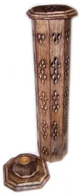 Imagen del producto de Box of 2 Hexaganal Incense Tower Smoke Box - Mango Wood