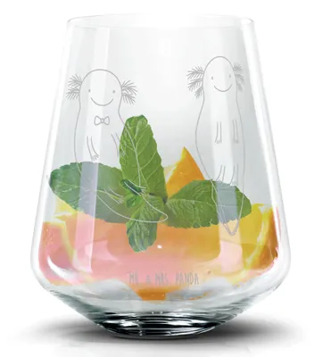 Produktbild von Mr. & Mrs. Panda Whiskyglas Axolotl Liebe - Transparent - Geschenk, Valentinstag, Aperol Glas, Freund, Freundin, Mitbringsel, Longdrinkglas, Hochzeitstag, Tumbler, für